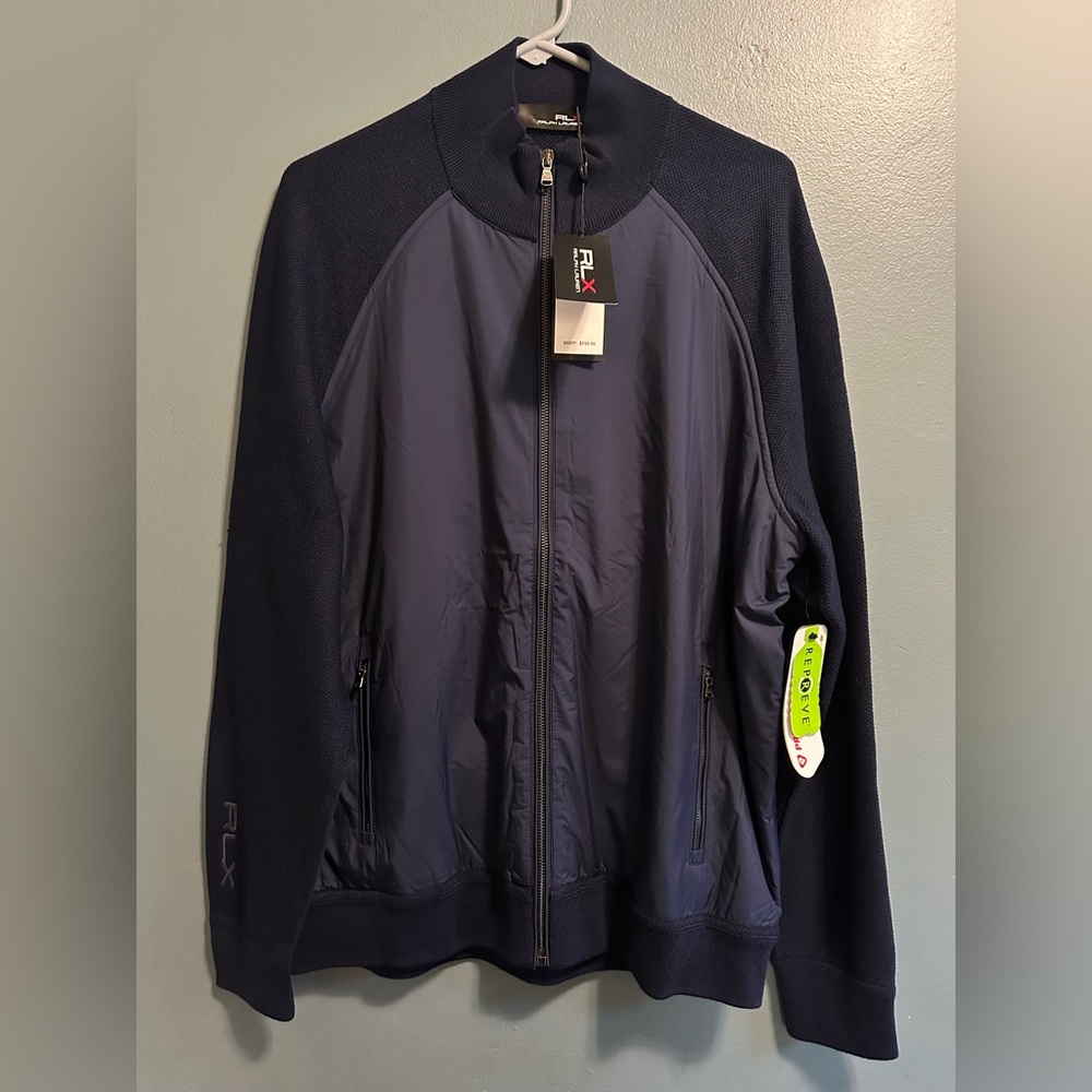 RLX Ralph Lauren Men's Large Golf 1/15 Navy Jacket Primaloft Collection NEW $298